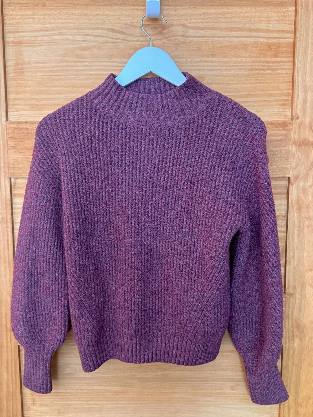 Evereve Marled Purple Mock Neck Chunky Ribbed Knit Sweater Women's size XS